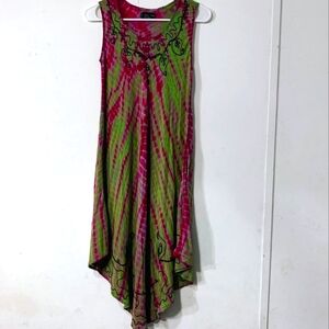 Naina's Dream sz S Pink and Green Tie Dyed. Festival Dress/Beach Coverup